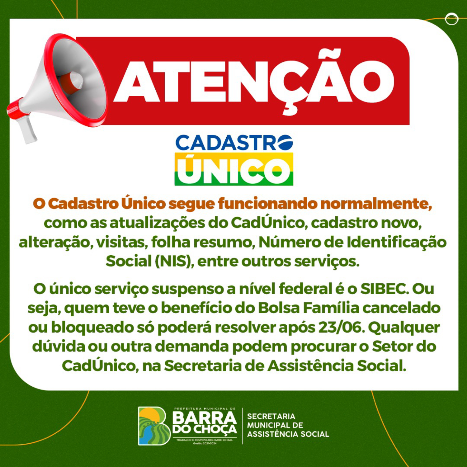 Atenção, CadÚnico